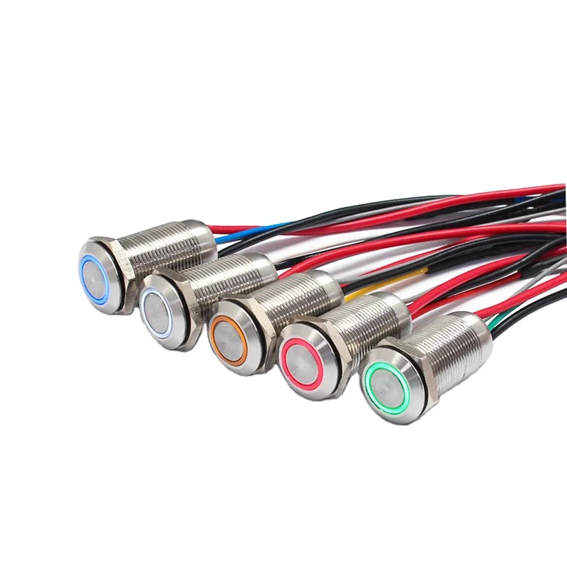 12MM Metal Miniature Push Button Switch With Wire