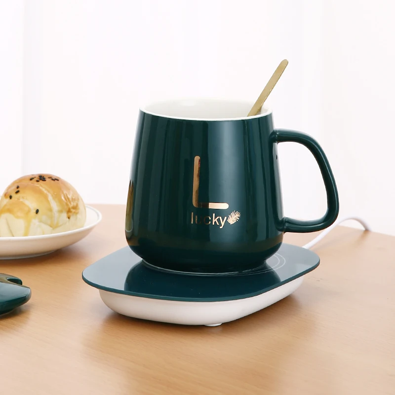 Electric 55 Degrees Constant Temperature Heated Coffee Cup Mug Warmer with Coaster for Gift Set