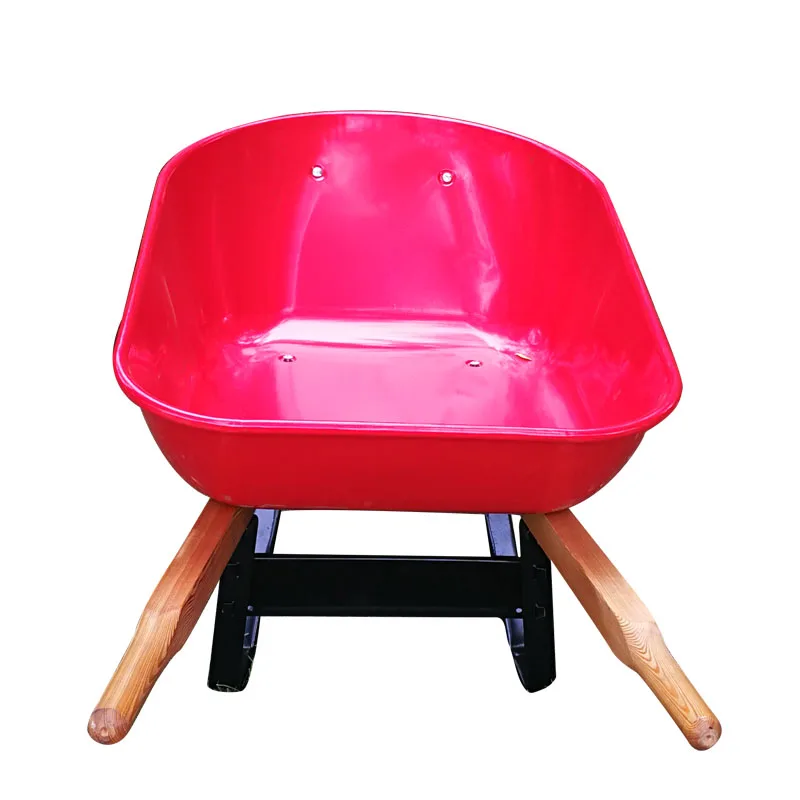 100L capacity big wooden handle heavy duty wheelbarrow