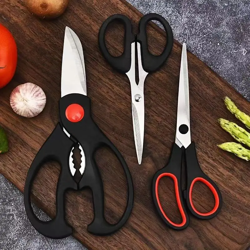 3 Pcs Scissors Set Sharp Stainless Steel Multipurpose Sharp Scissors Fabric Office Home School Sewing Kitchen Shears