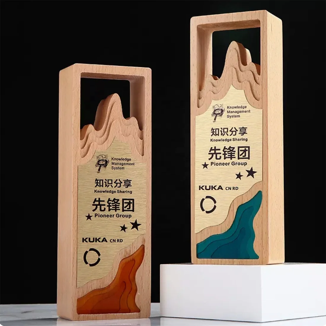 Newtguangzhouystal Glass Trophy Wcrystalved Animal Theme Laser Printed Award Plaque on Wood Bart New York Souvenir Europe Clear