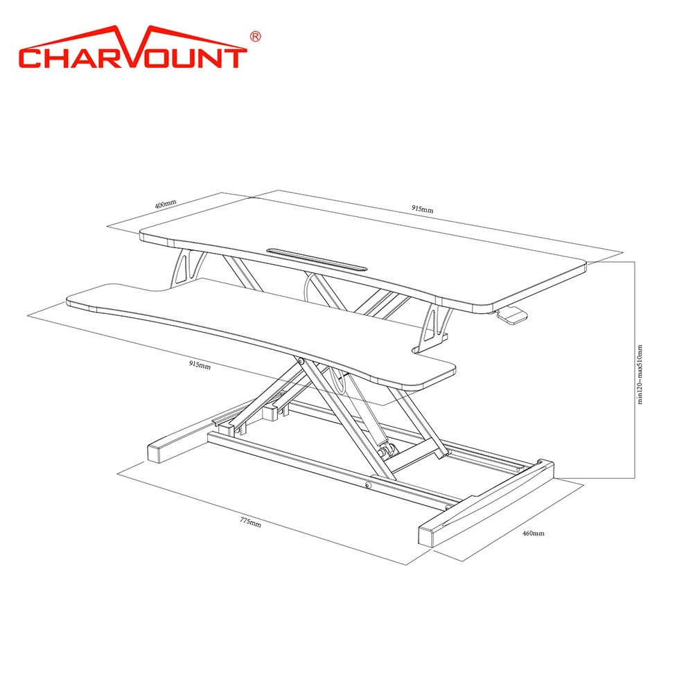 Folding Modern Office Height Adjustable Sit Stand Up Desk Converter Dual Monitor Tabletop Desk Riser