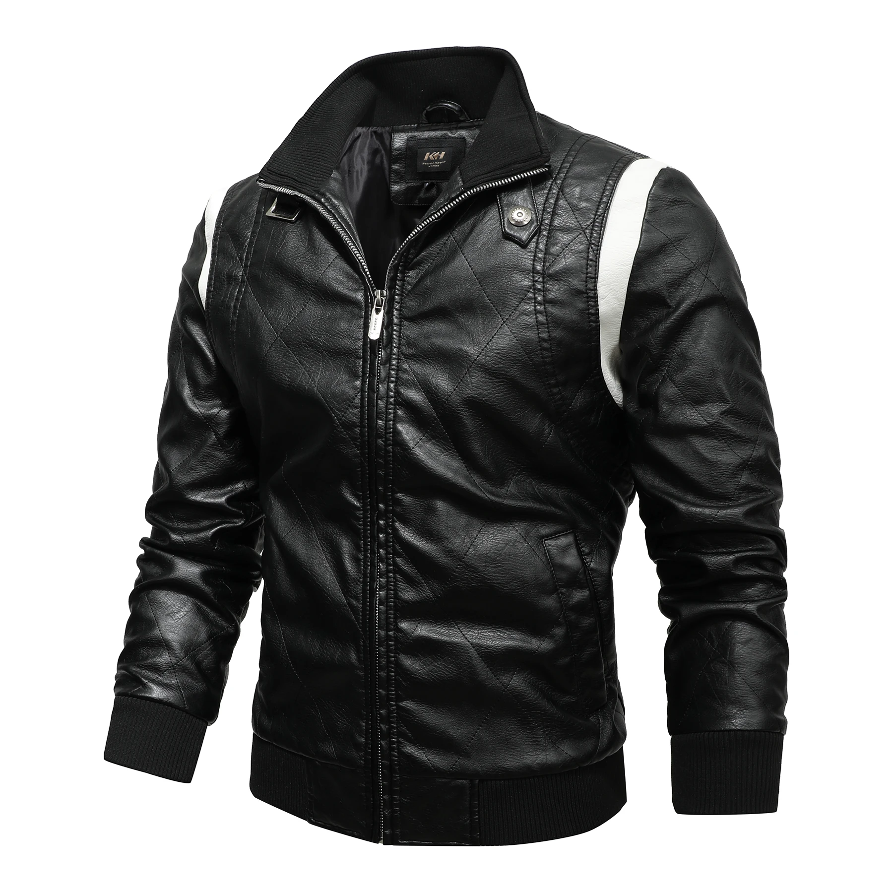 Euro Size Fashion Style Slim Fit High Quality Back Embroider Scorpion Windproof Men Biker PU Leather Jacket