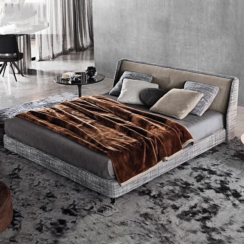 2022 Modern Leather Upholstery beds Headboard Back King Size Frame Bed Europe Style factory Wholesale Home Furniture