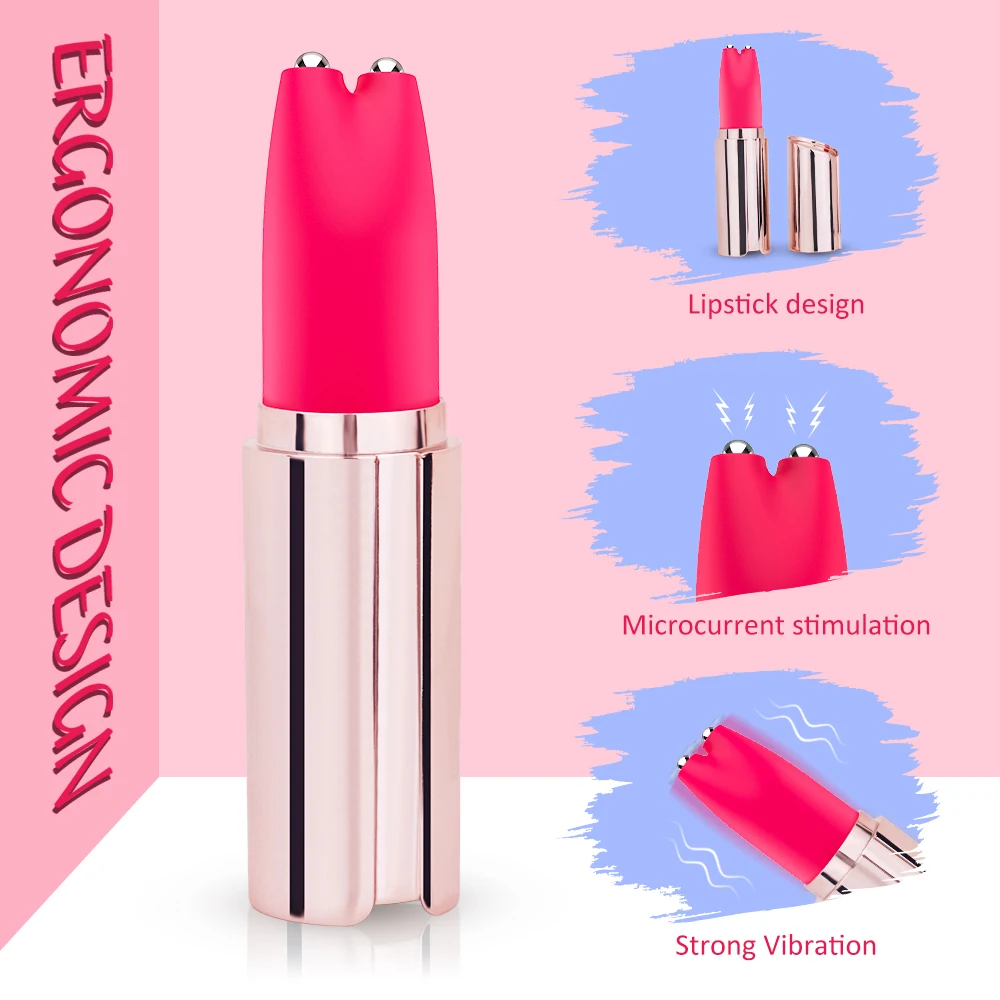 Micro current Vibrating nipple clitoris pussy  lipstick mini vibrator sex toy for women
