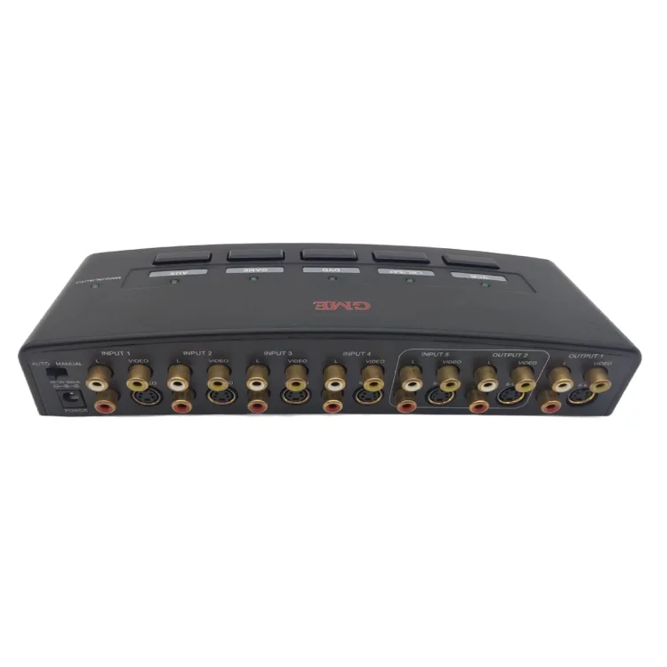 Professional Manufacturer 5 In 2 Out Auto-Sensing Composite / S-Video Video S/V/A RCA A/V AV Selector Switch