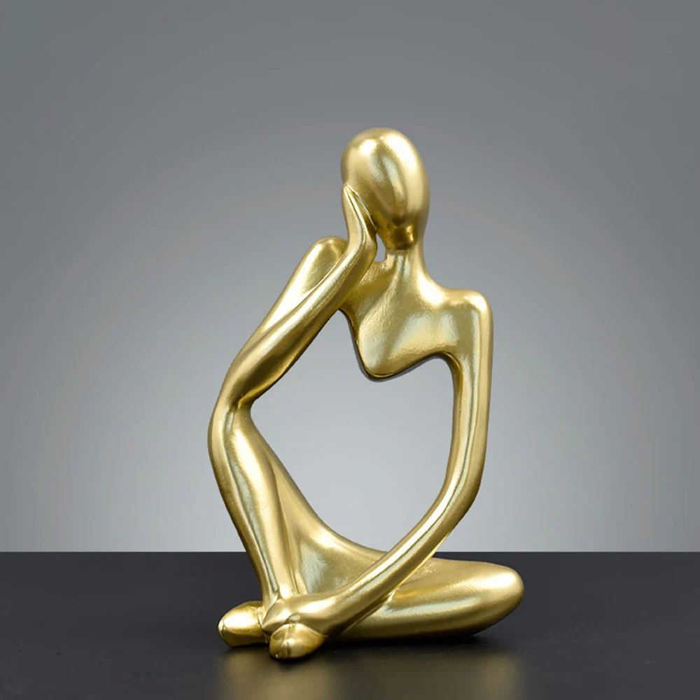 Nordic Mini Character Statue Thinker Bookends Book Stand Decor Abstract Resin Sculpture for Home Office Desktop