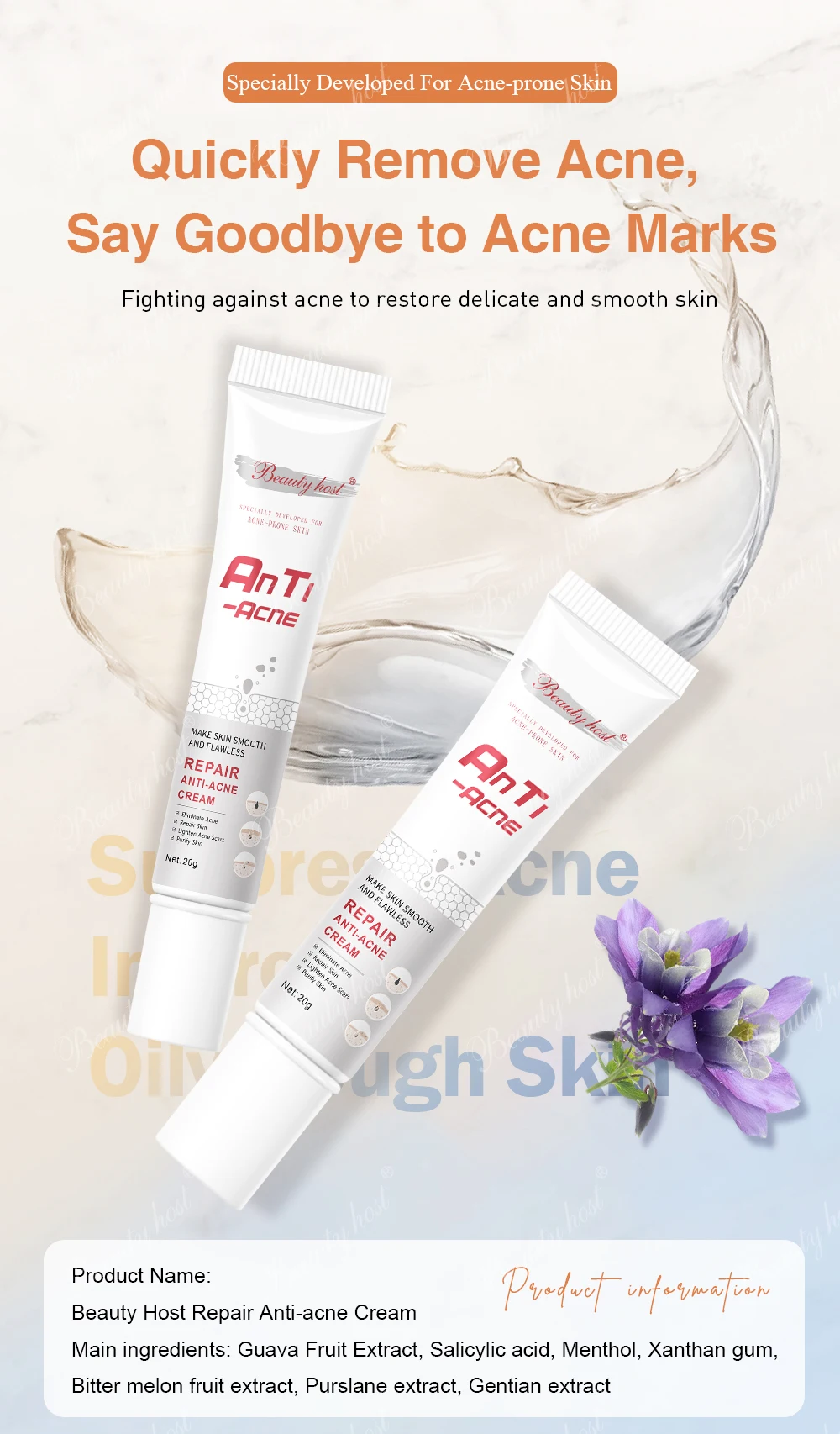 Acne Solution Face Cream Pure Repairing Soothing Acne Scar Removal No Side Effect Moisturizer Glowing Pimple Dark Spot Treatment