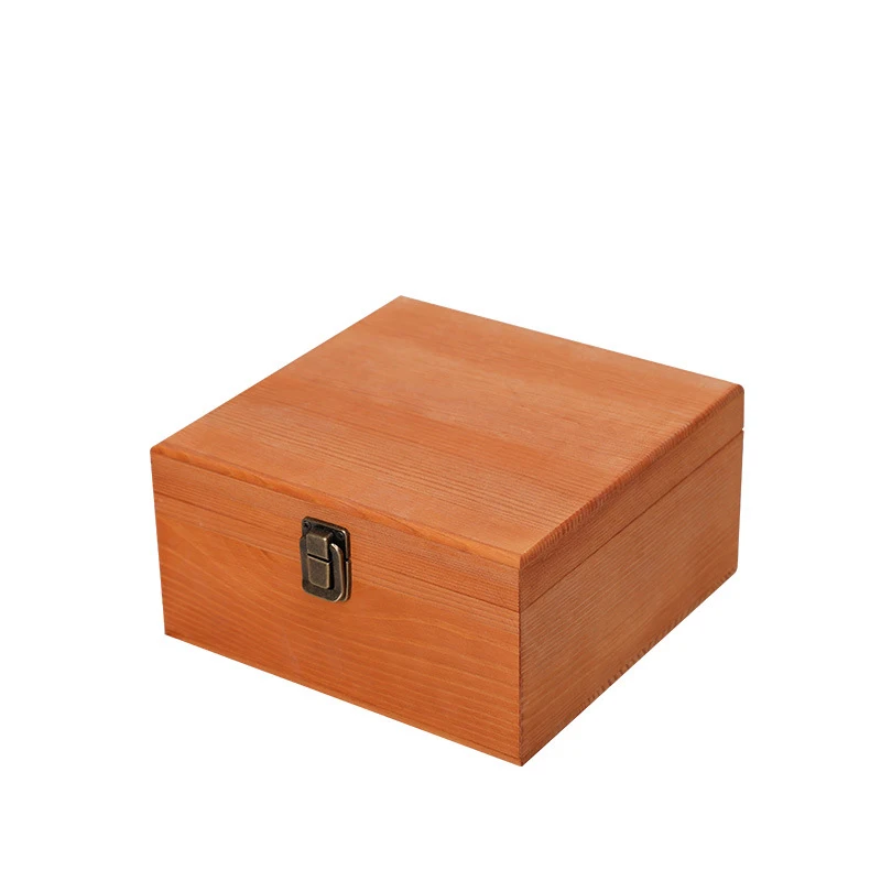 Custom Logo Cheap Wooden Box Hinge Lid Solid Pine Wood Keepsake Gift Boxes Wood Storage Box