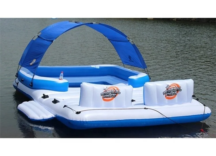
Stock Sale 6 Person Inflatable Water Floating Island Adult Leisure Water Island Shade Boat 