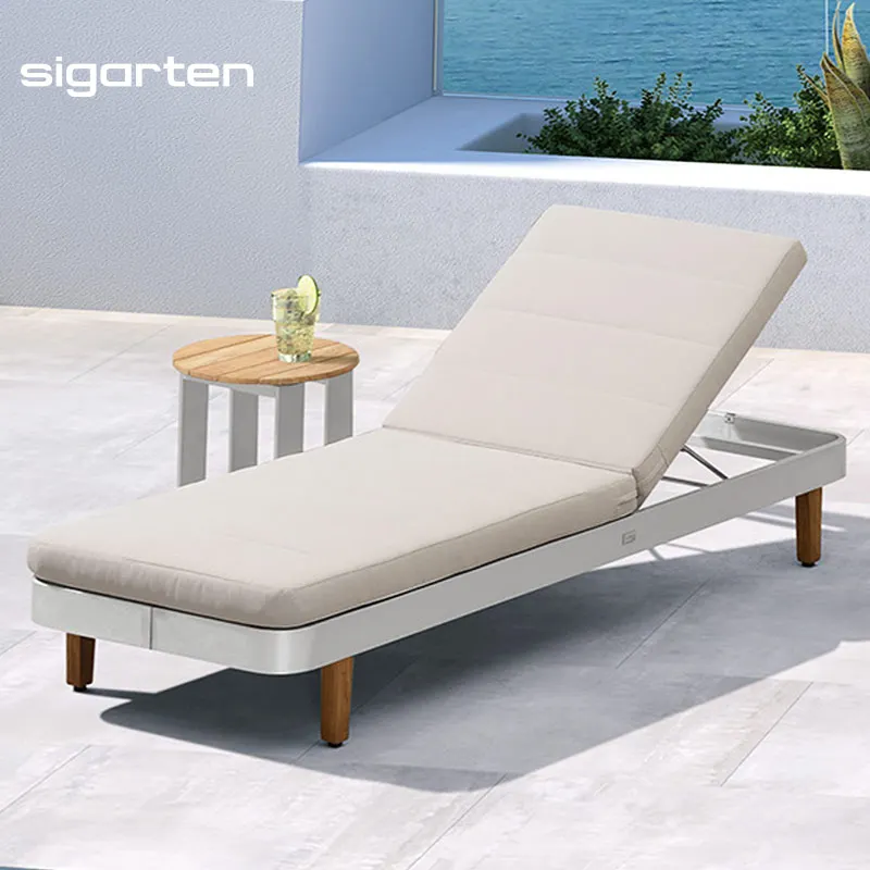 sigarten Leisure Touch Hotel Pool Furniture Excellent Handcraft  aluminum Sun Lounger Bed With Side Table