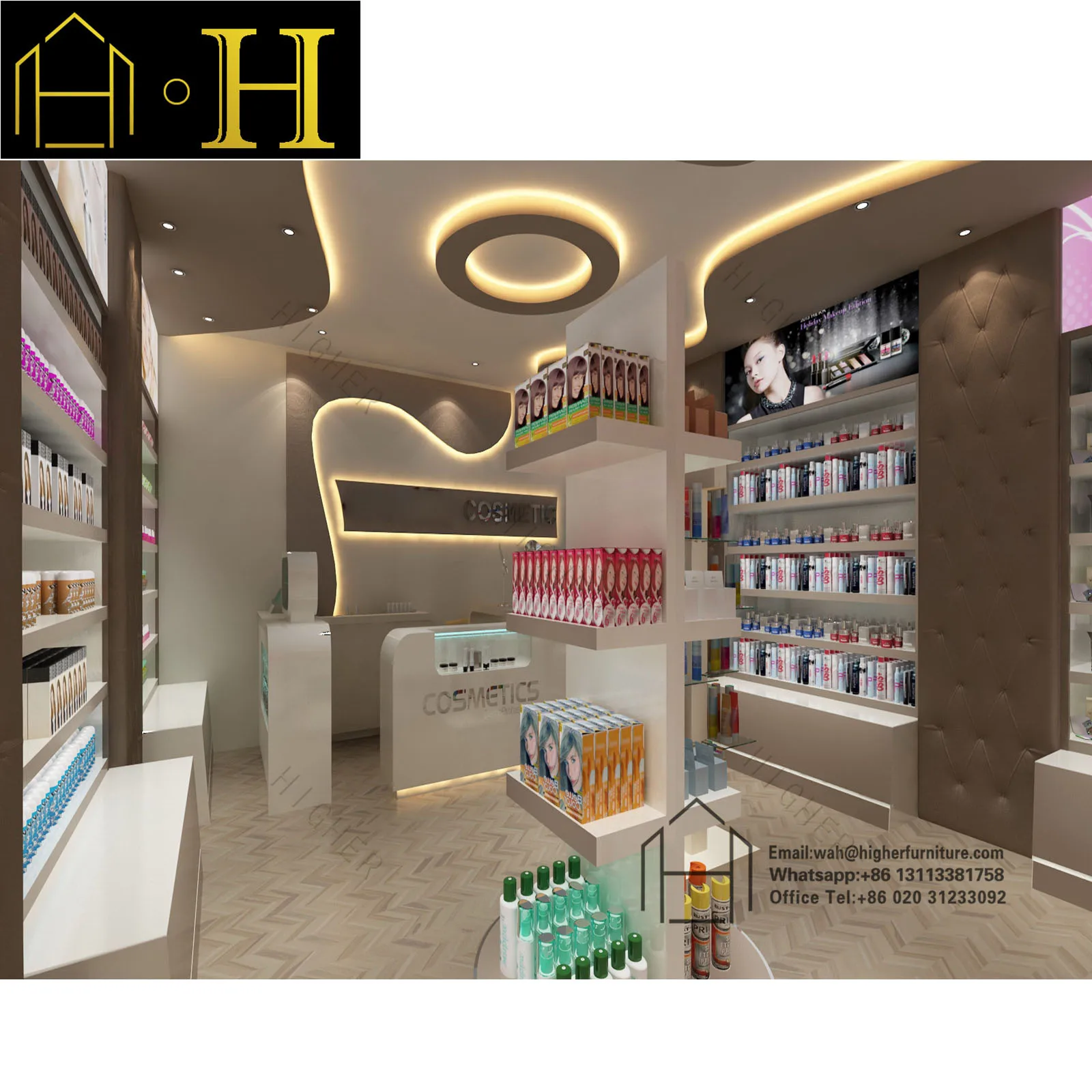 Modern Custom Retail Makeup Display Cosmetic Shop Equipment Furniture For Cosmetic Store