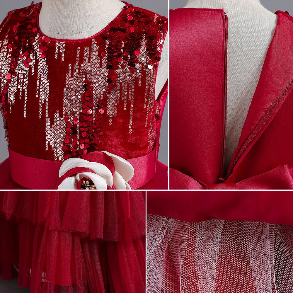 duoyingbao High Quality Fast Delivery Children Party Clothing Long Flower Formal Dress