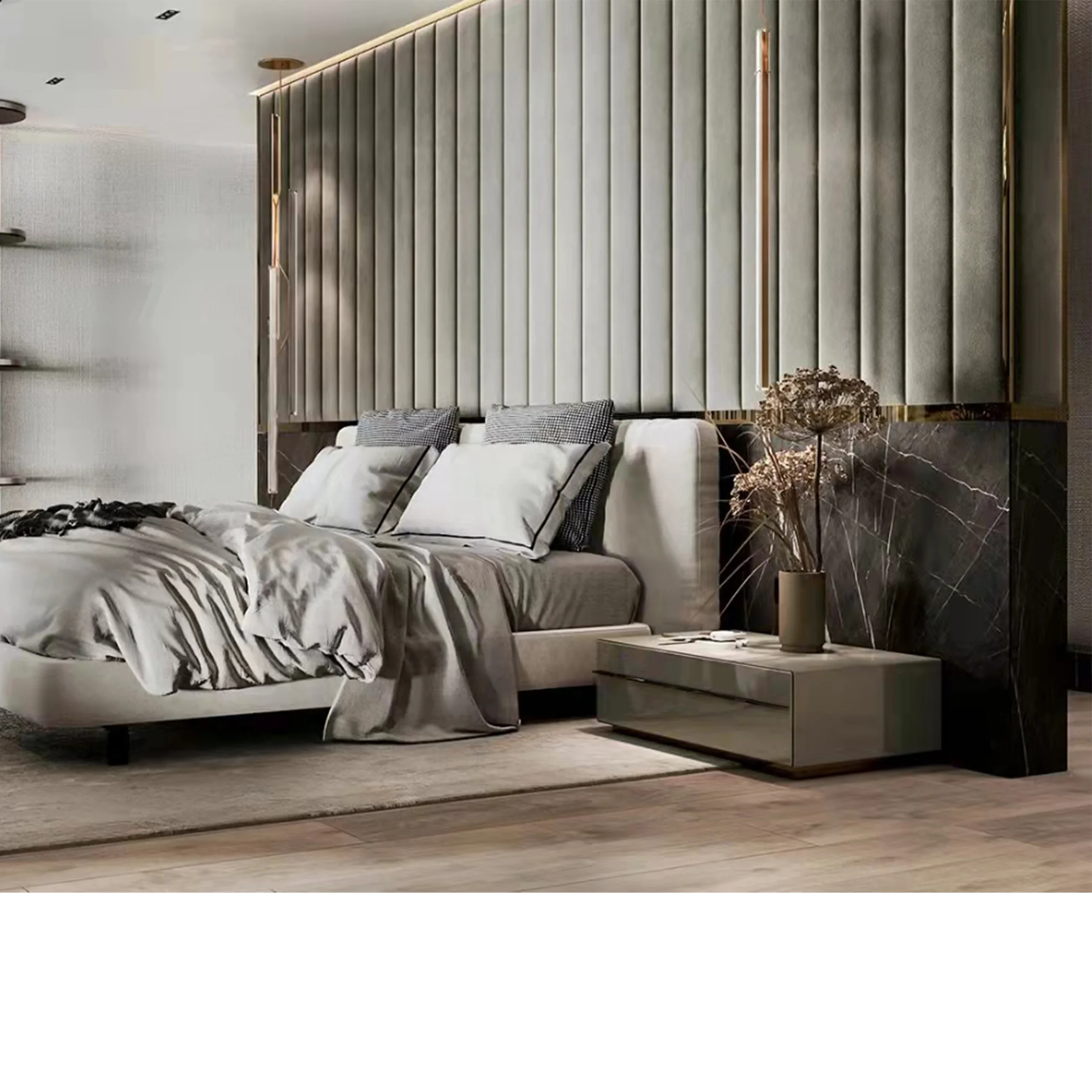 Modern bedroom headboard soft bag anti-collision background wallpaper