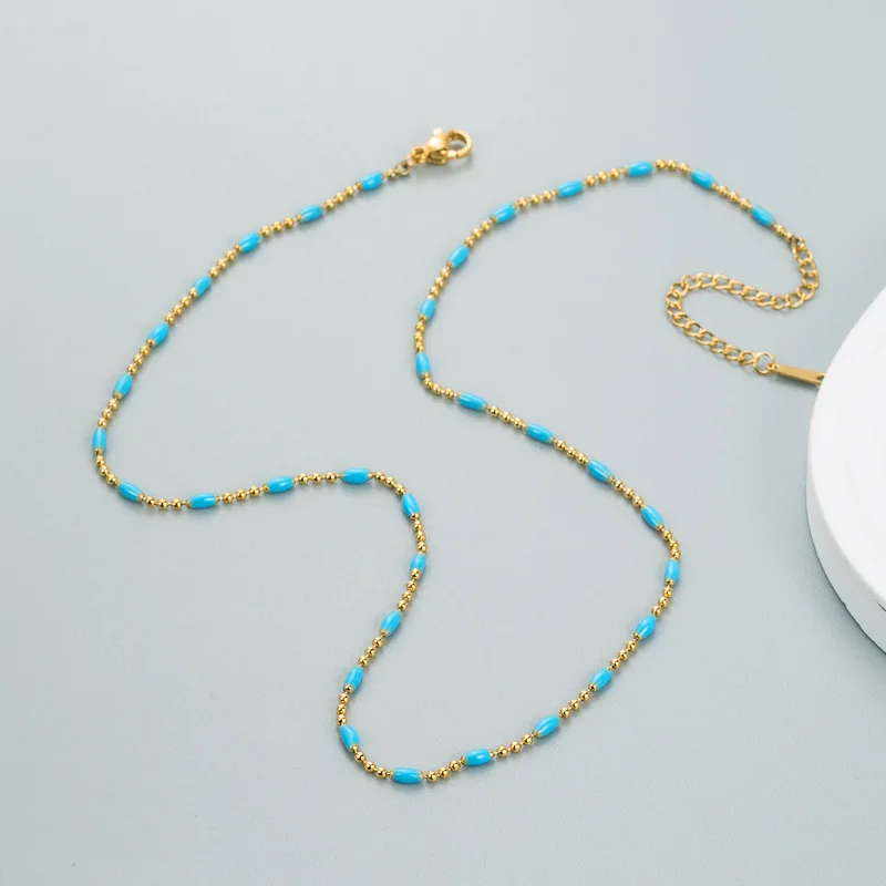 Stainless Steel Chain Plus Drop Oil Mixed Color Beads for Jewelry Making Bracelet Necklace Accessories Wholesale