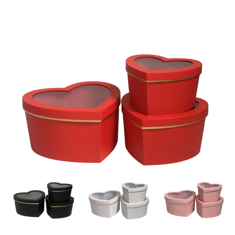 Креативная коробка для цветов в форме сердца с окошком, прозрачная подарочная коробка в форме сердца