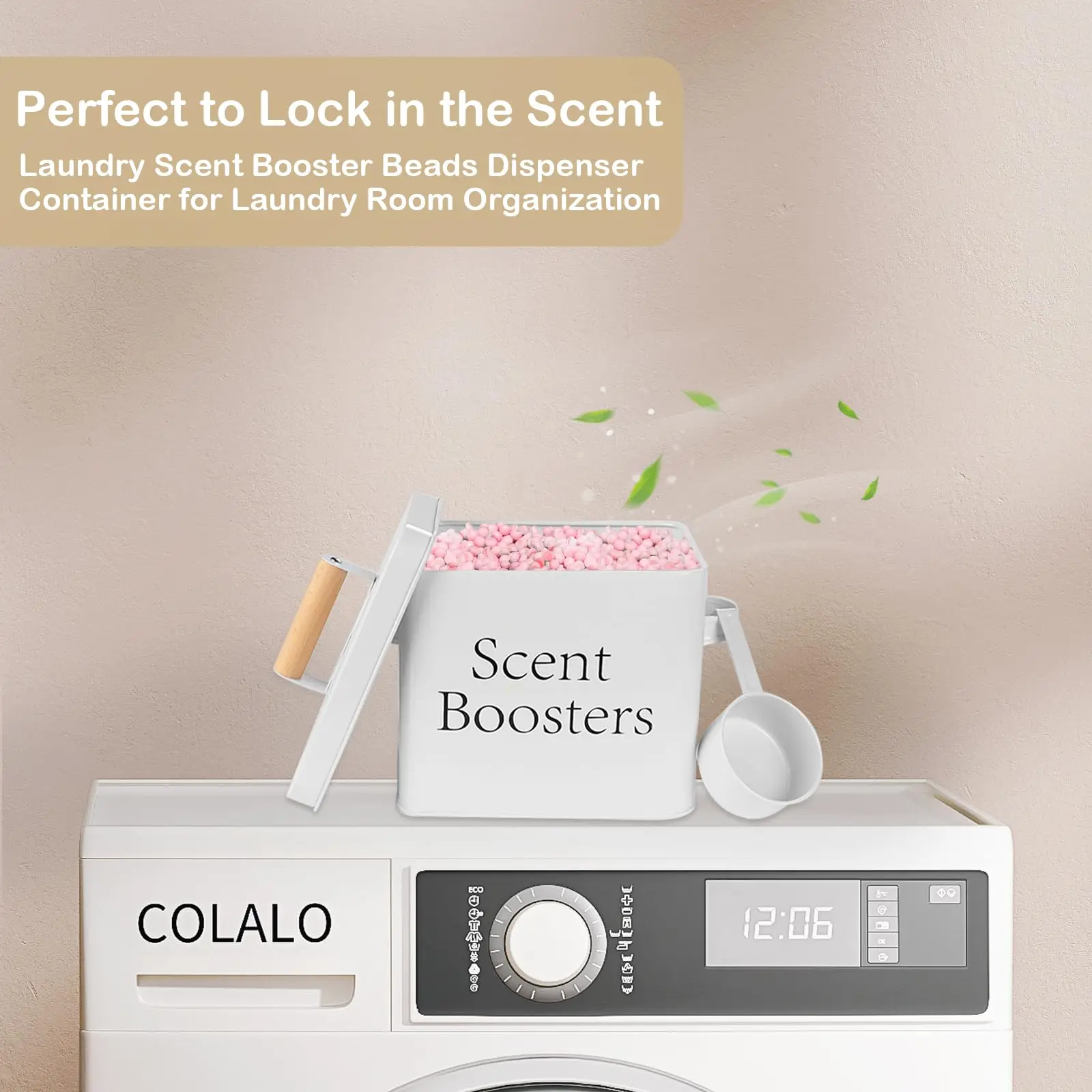 Metal Scent Booster Container for Scent Beads Laundry Room Scent Booster Dispenser With Scoop