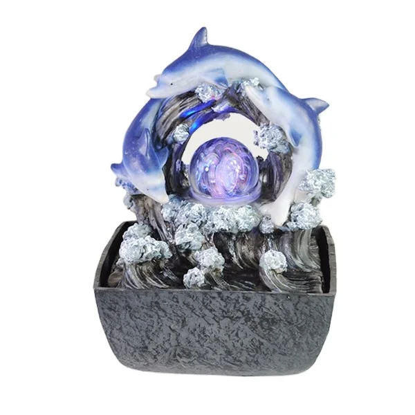 Resin dolphin fountain with ball for decor