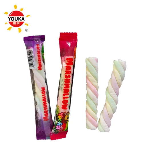 
Halal Twisted Marshmallow Stick Rainbow Soft Marshmallow Candy 