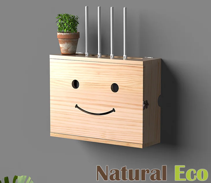 Wooden electric wire cable storage box Phone usb cable winder organizer Wall router cable power plug wire storage boxes