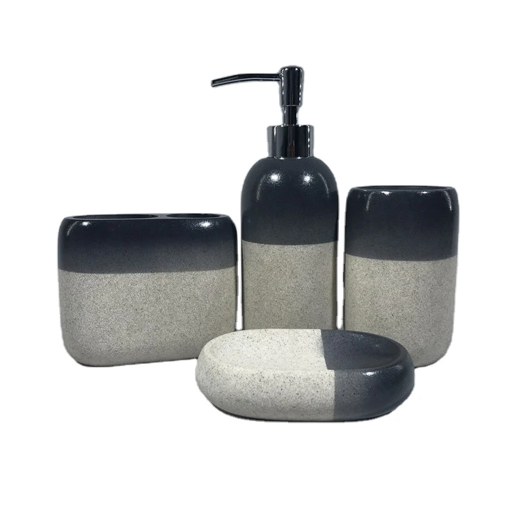 Customize Logo Resin Bathroom Accessories Set Ceramic Lotion Dispenser