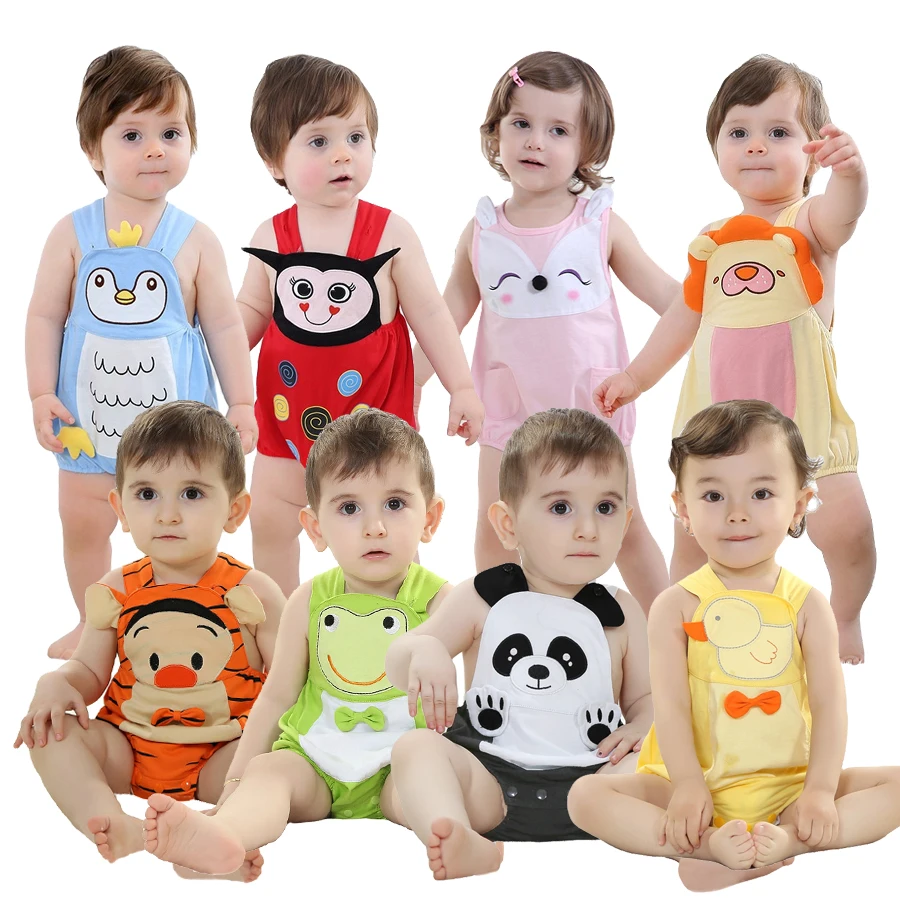Hot Sale Baby Sleeveless Romper Cotton Fabric Adorable Baby Bodysuit Baby Animal Onesie