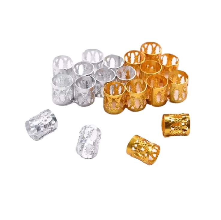Metal Plated Headbands Hollow Decorative Dreadlocks Filigree Tube Locks Braids Rings Rings Braided Beads