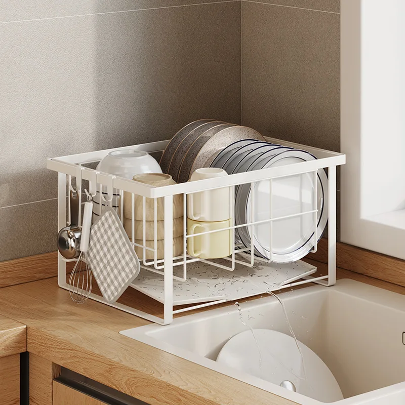 Home Cutlery Storage Rack Kitchen Dish Drain Organizer Steel Drain Rack Household Drain Dish Rack Utensil Storage Holder Shelf