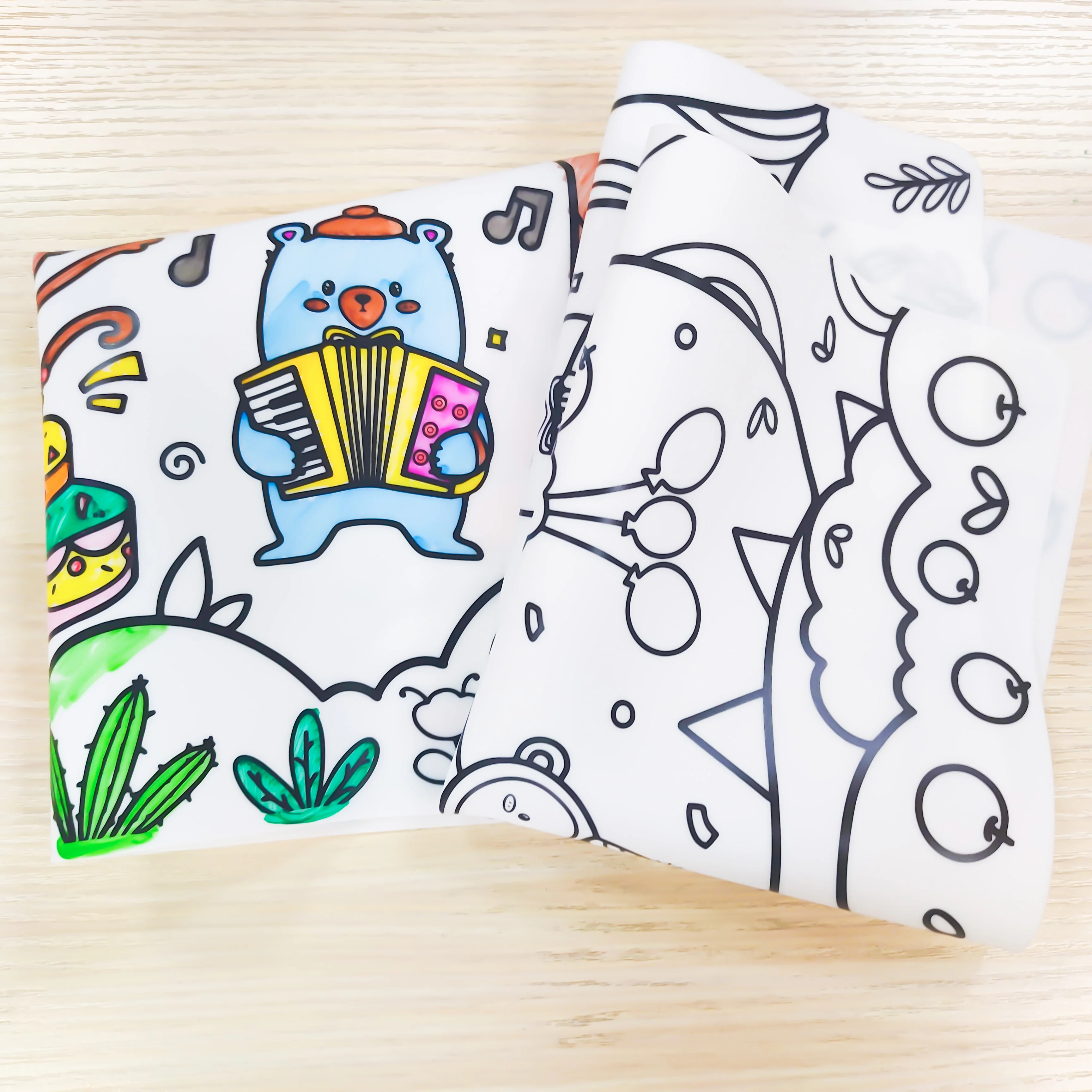2023 New Design Cute Animal Silicone Drawing Mat Customized Logo Rectangle Sustainable Silicone Mat with Custom Printing 130g