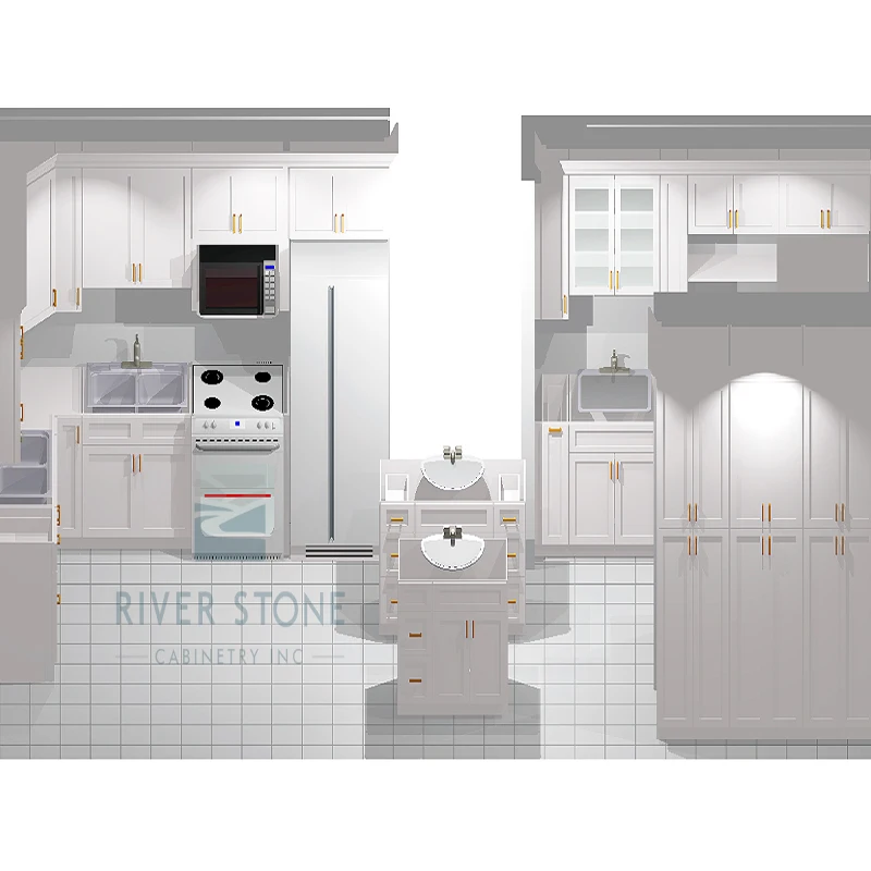 In Stock RTA Kitchen Cabinets Complete Sets No MOQ Modern Designs American Shaker Style Modular Kitchen Cabinets In US Warehouse