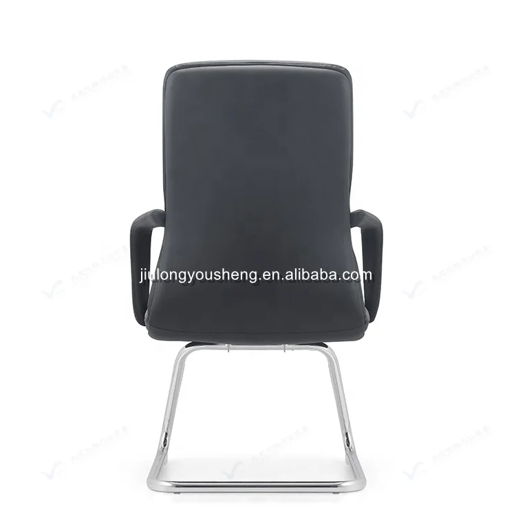 Middle Back Visitor Chair Conference Desk Chair Ergonomic Steel Base Frame Office Chair Leather