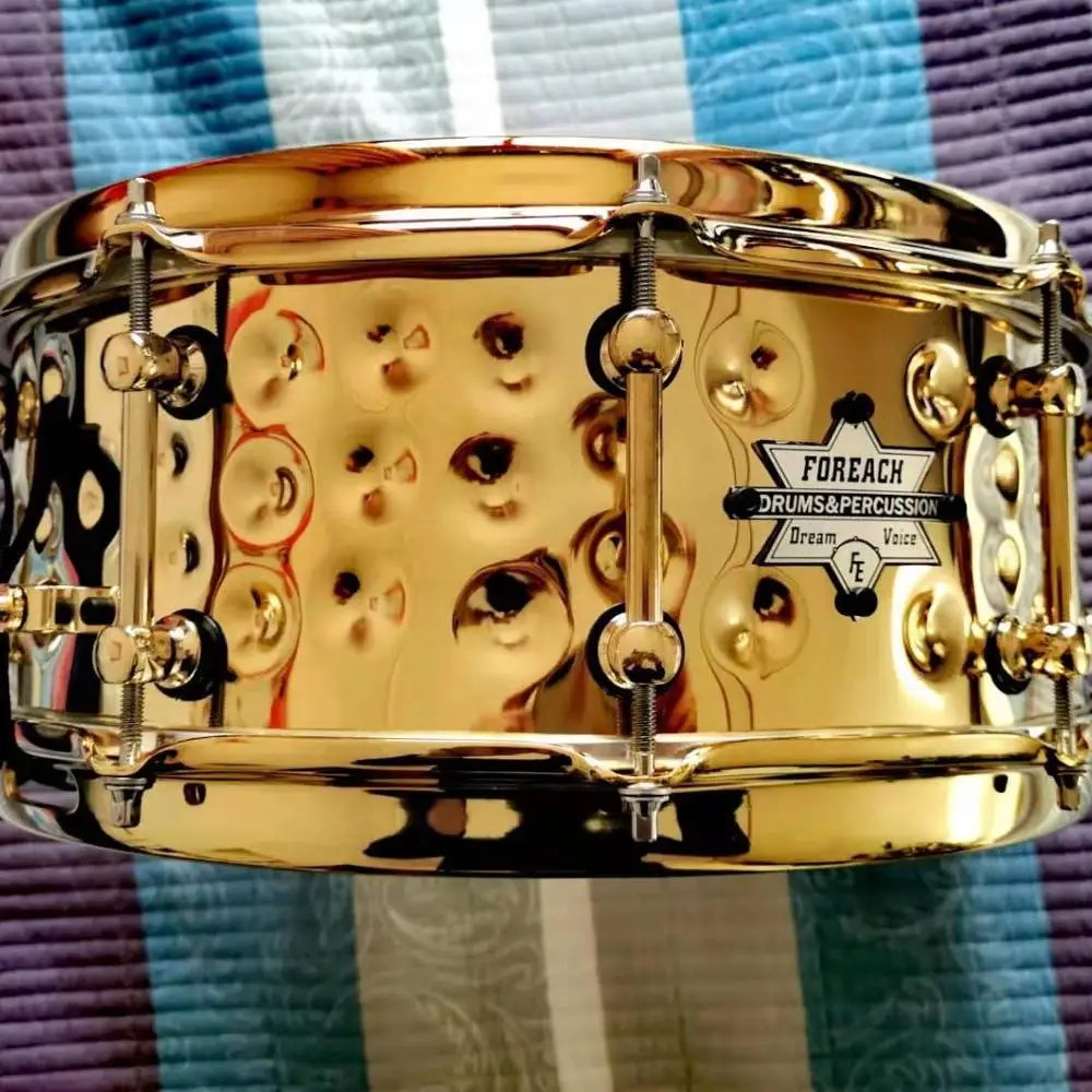 
Gold Color Hand Hammered Metal Snare Drum 14