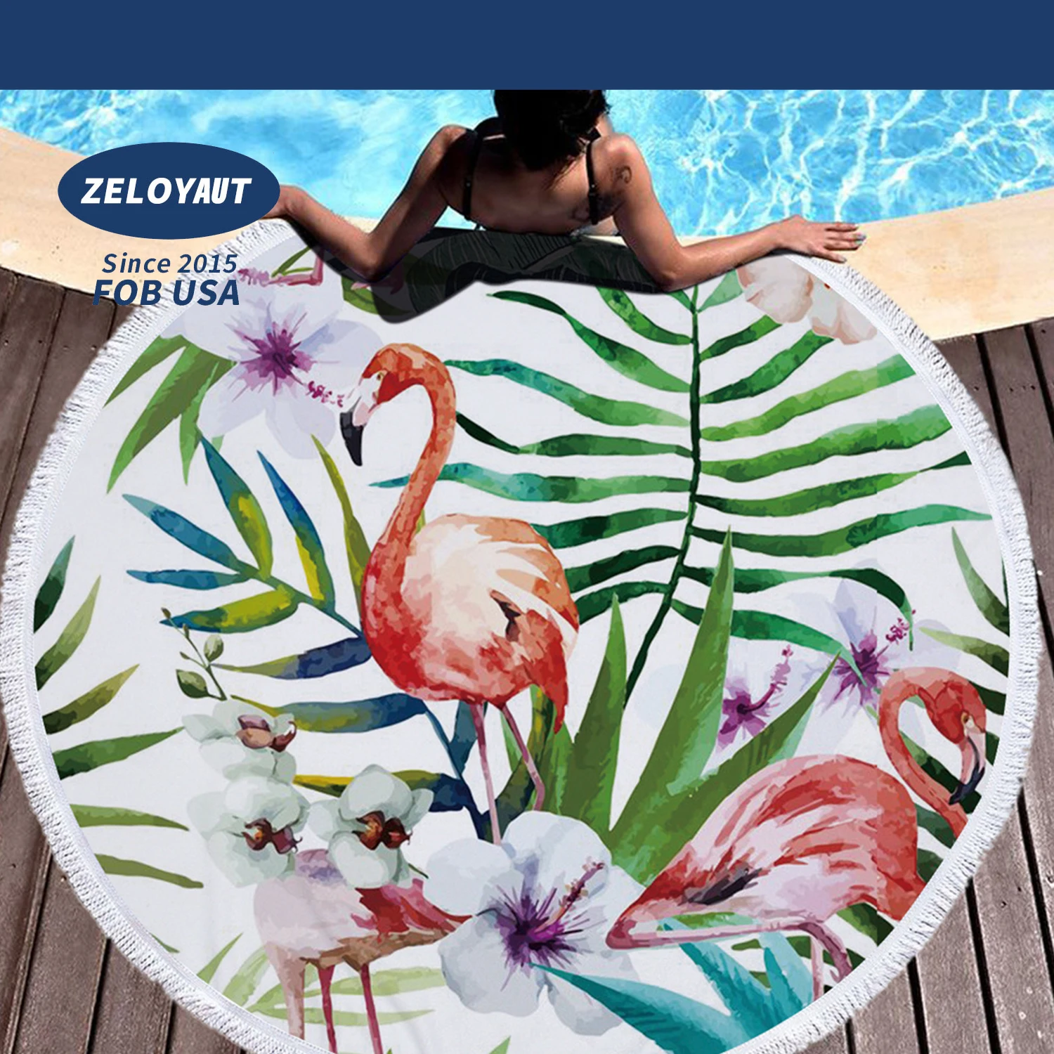 ZELOYAUT Sublimation custom 150mm dia hot sale Round Beach towel surf towels wholesale stripe quick dry for beach