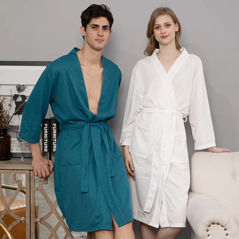 Waffle Cardigan Thin Couple Custom Robes Hotel Bathrobe Cotton Pajamas