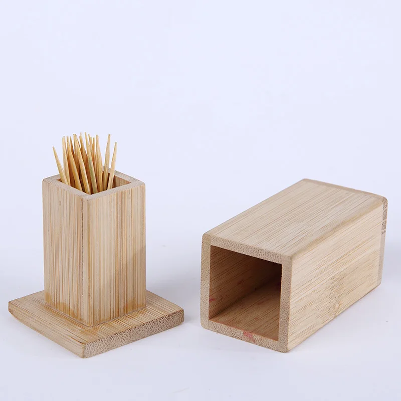 bamboo wooden toothpicks container box home restaurant toothpick holder