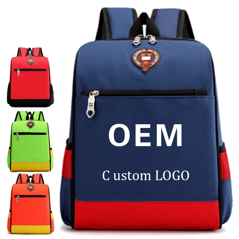 Factory Wholesale Custom School Book Bag Waterproof Fabric Nylon Lining Zipper Closure Casual Polyester Kids Students Backpack