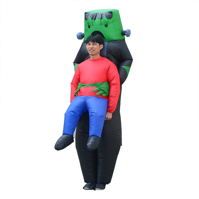 Alien Costume for Adult Children Halloween Costume Inflatable Suit Funny Party Blow up Ghost Hug Me Green Carton 100% Polyester