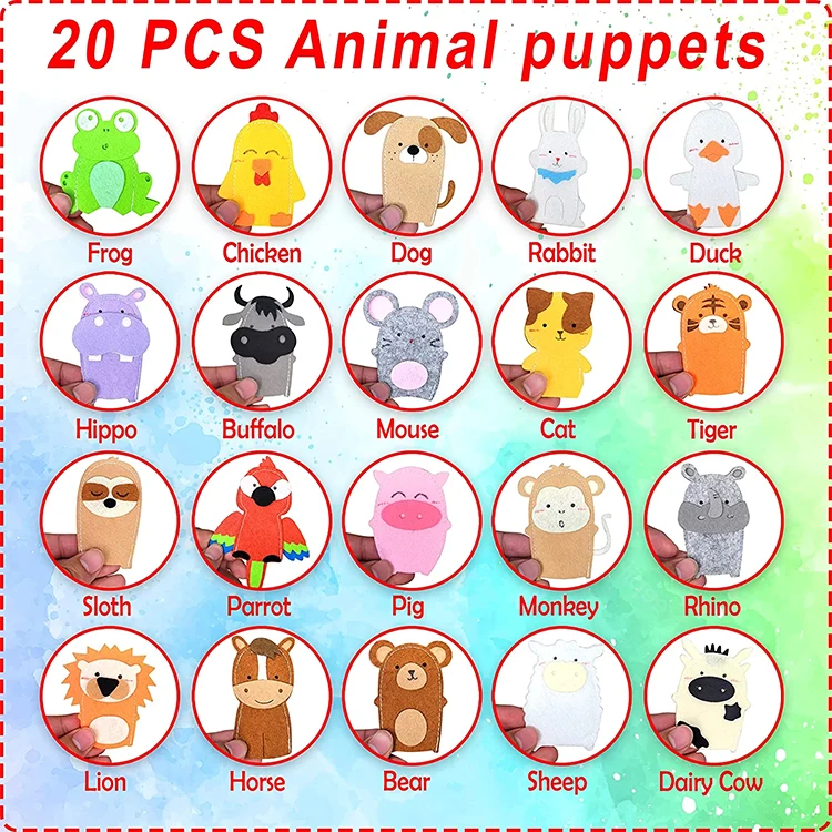 Wholesale handmade finger number toys handmade felt animal finger puppets