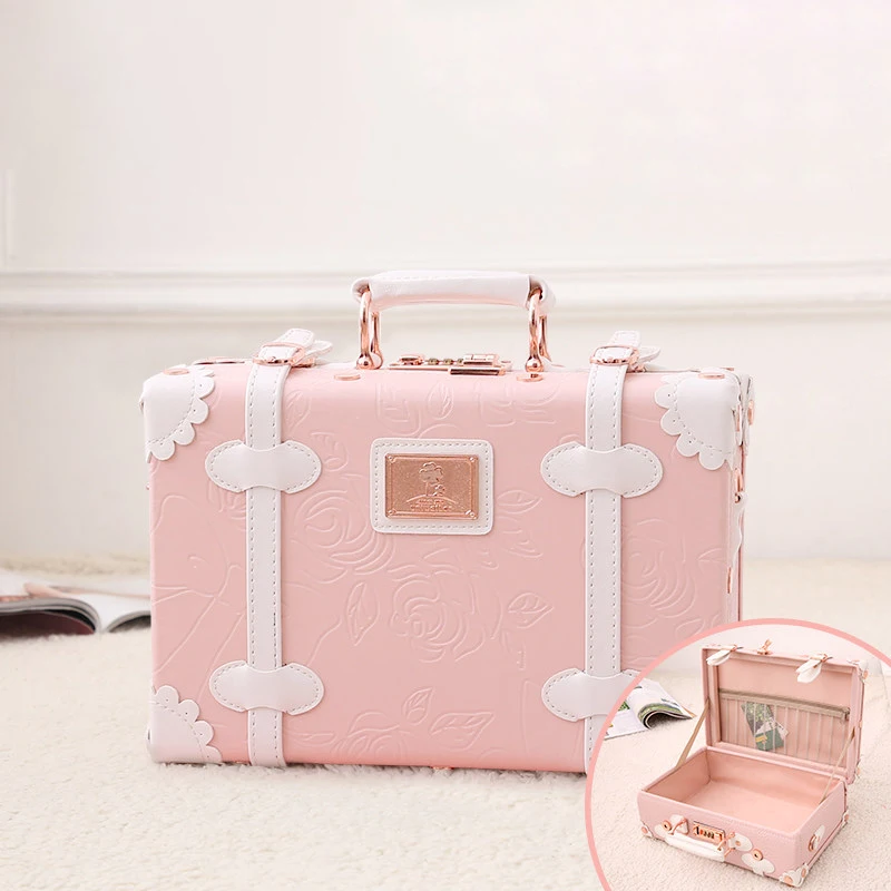 Wholesale Factory Vintage Carry-on Overnight Case Mini PU Leather Trunk Suitcase with Shoulder Strap