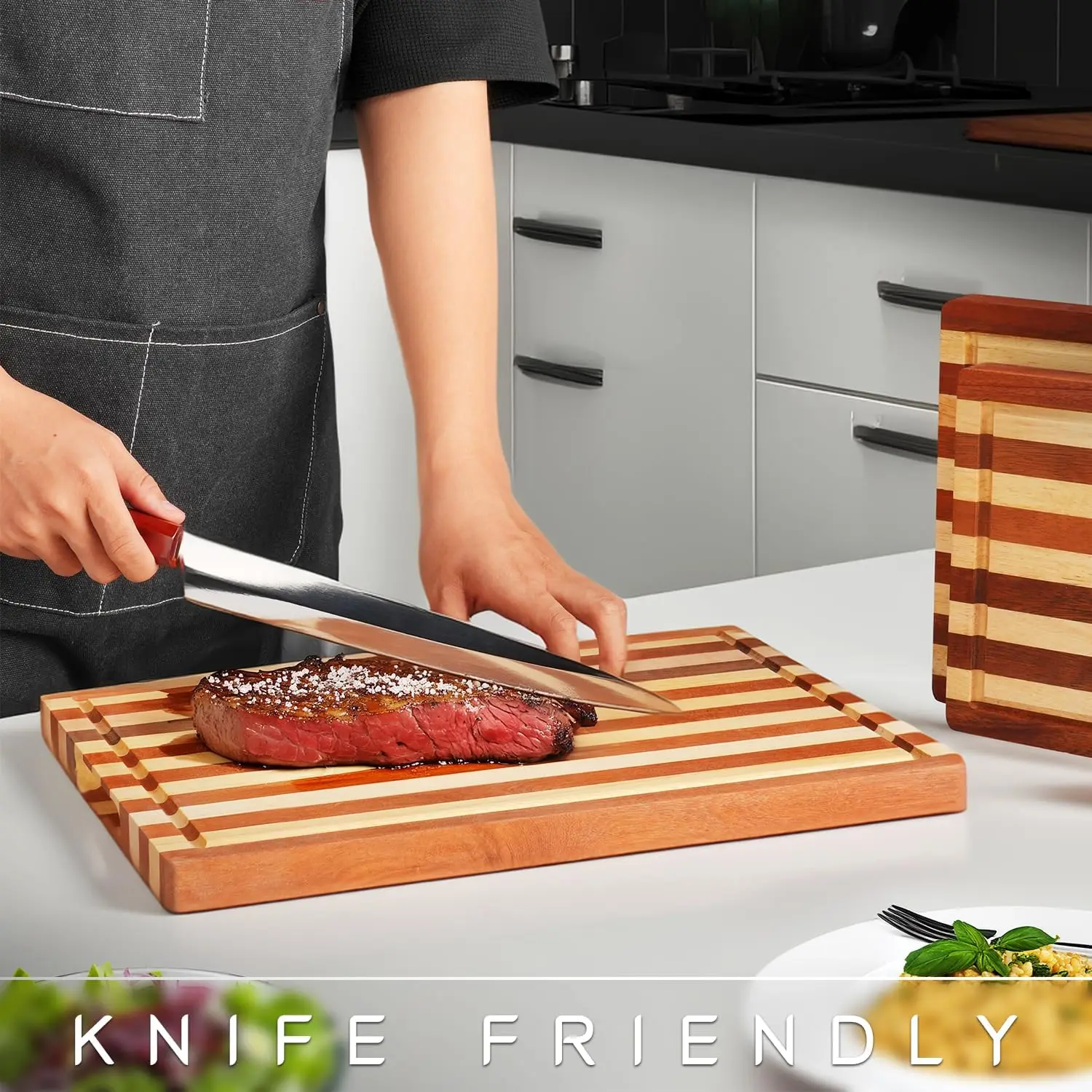 Wholesale Wood Cutting Boards for Kitchen Wood Cutting Board Set of 3 with Holder for Meal Prep Wooden Cutting Board Set