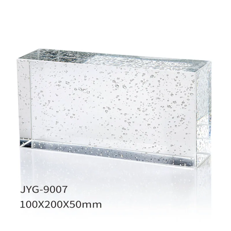 Jingyage polished bubble clear solid glass bricks crystal block for bathroom
