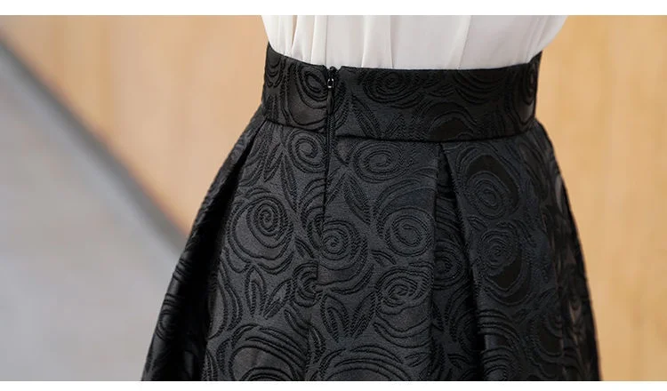Mujer De Moda Vintage Skirt for Women High Waist A-line Floral Jupe Fashion Temperament Saia Korean Pleated Skirts