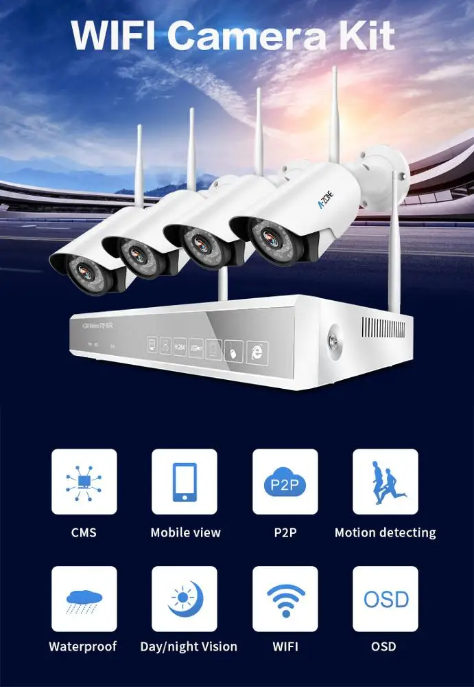 Night Vision Home Camera Wifi Outdoor Wifi Camera 1080P IR Audio Wireless Kit