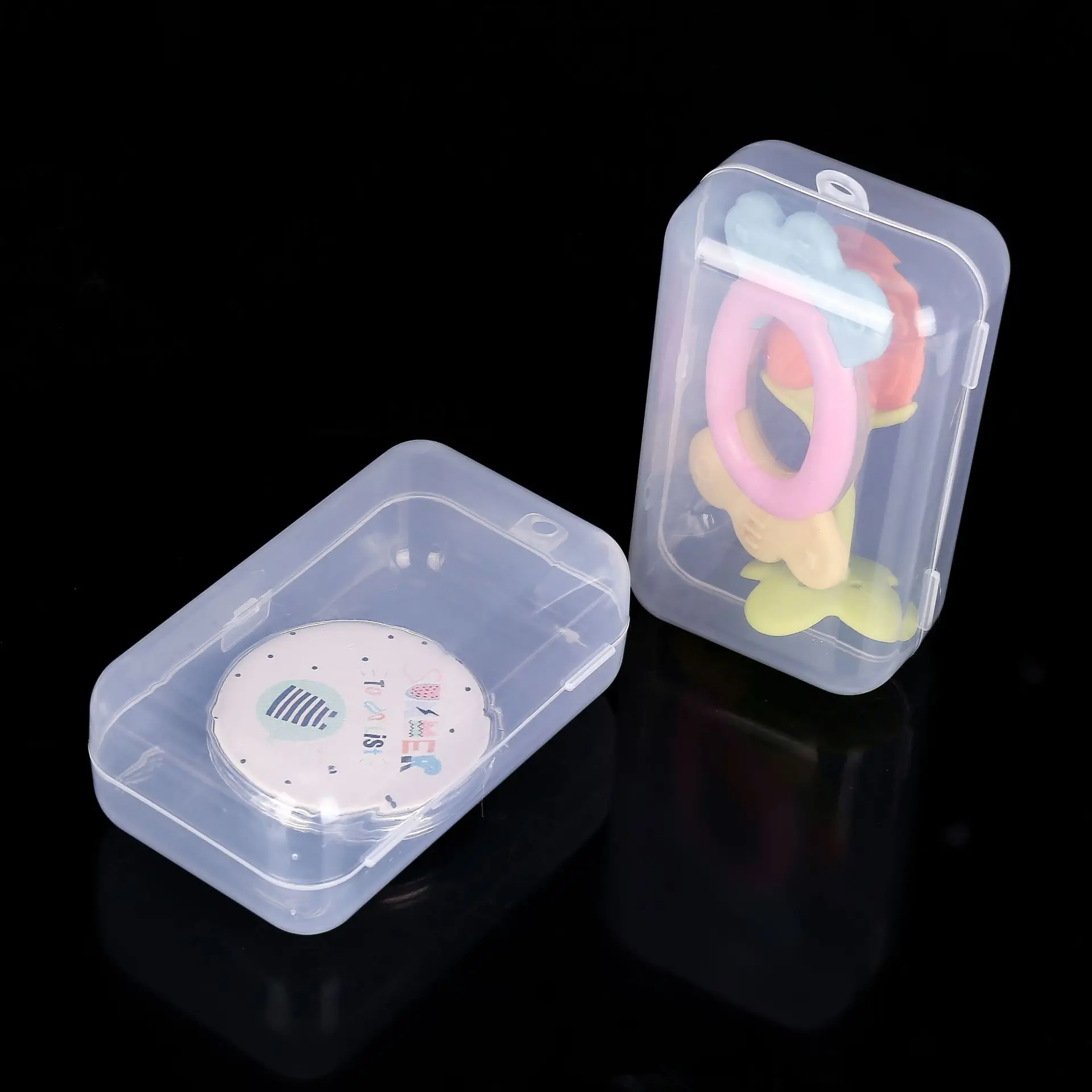 Bpa Free Baby Teethers Food Grade Pacifier Clip Soft Organic Silicone Teething Toys With Plastic Storage Box