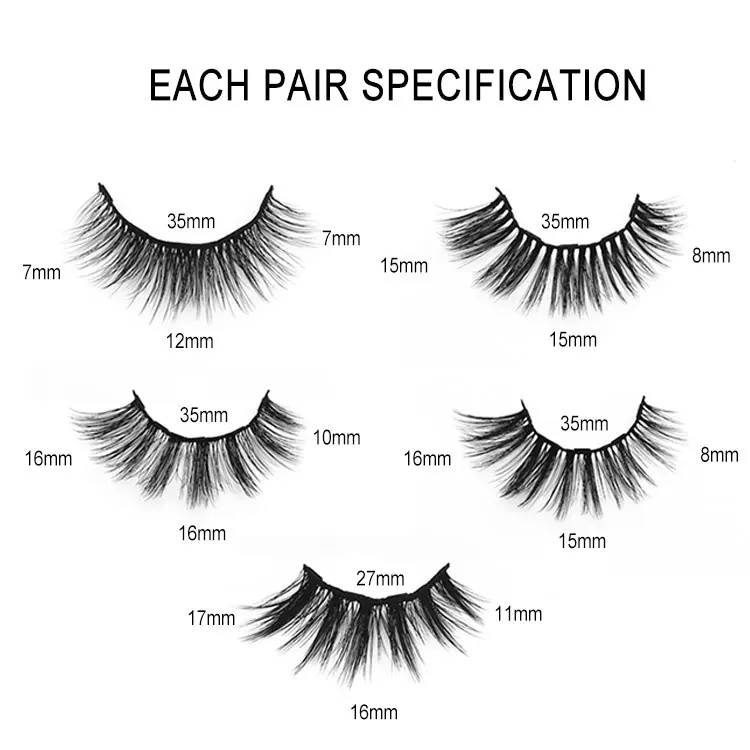 
Wholesale private label vendor 100% 3d magnetic glueless magnatic 10mm 5 pairs fluffy faux mink eyelashes with 2 eyeliner 