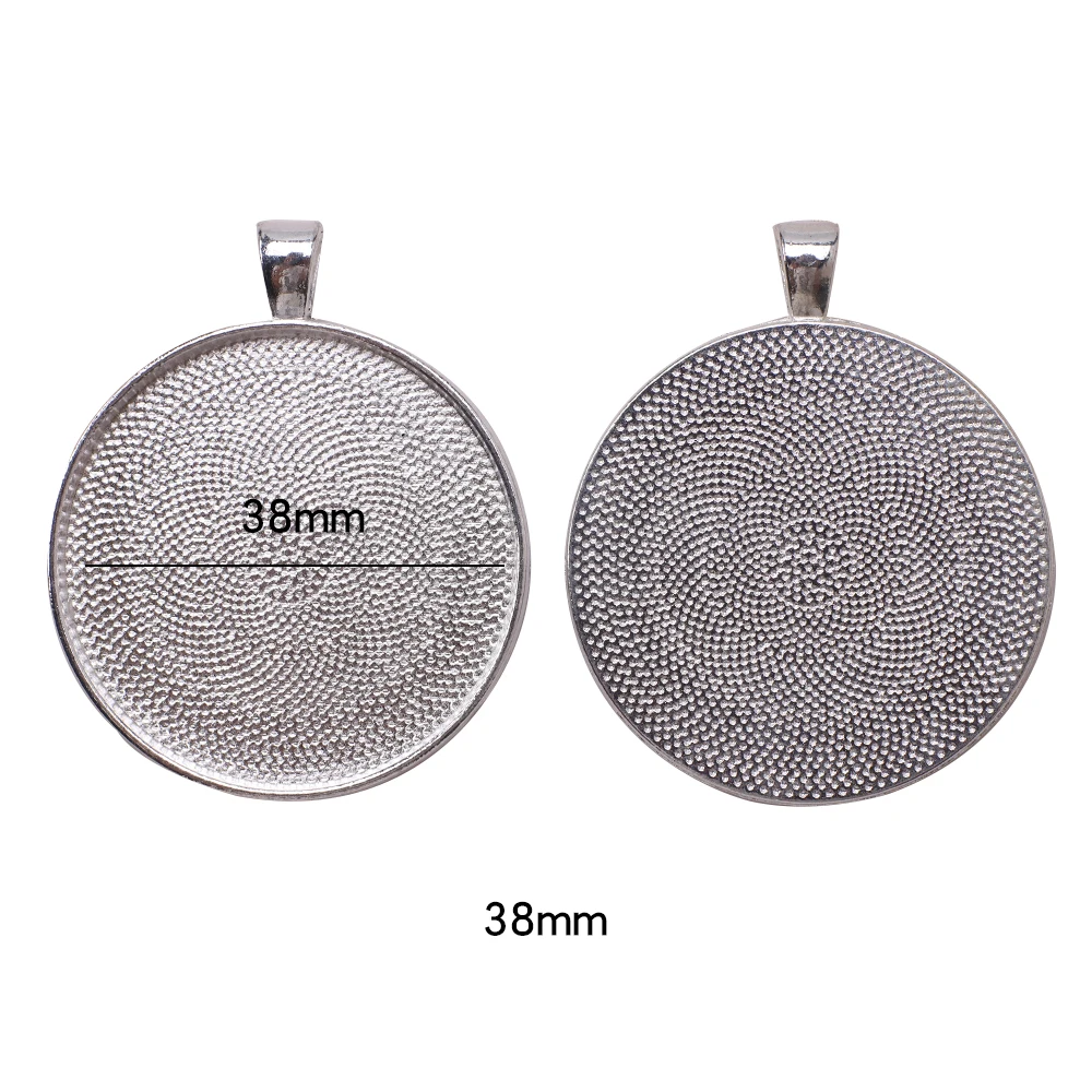 ZHB 20MM 30MM 40MM Alloy Pendant Bases Round Glass Cabochon Tray Bezel Blanks Metal Gold Silver Charms for Jewelry Making