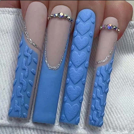 New Variety Of Styles Global Hot Selling French Press On Nails Silver Deer Grace Pink Glittery Long False Nails with Deer Charm