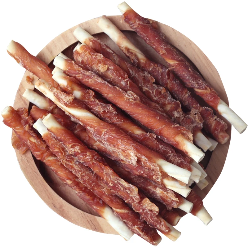 Wholesale pet snack duck meat cow skin roll dog snack OEM snack supplier dog tooth grinding cleaning teeth