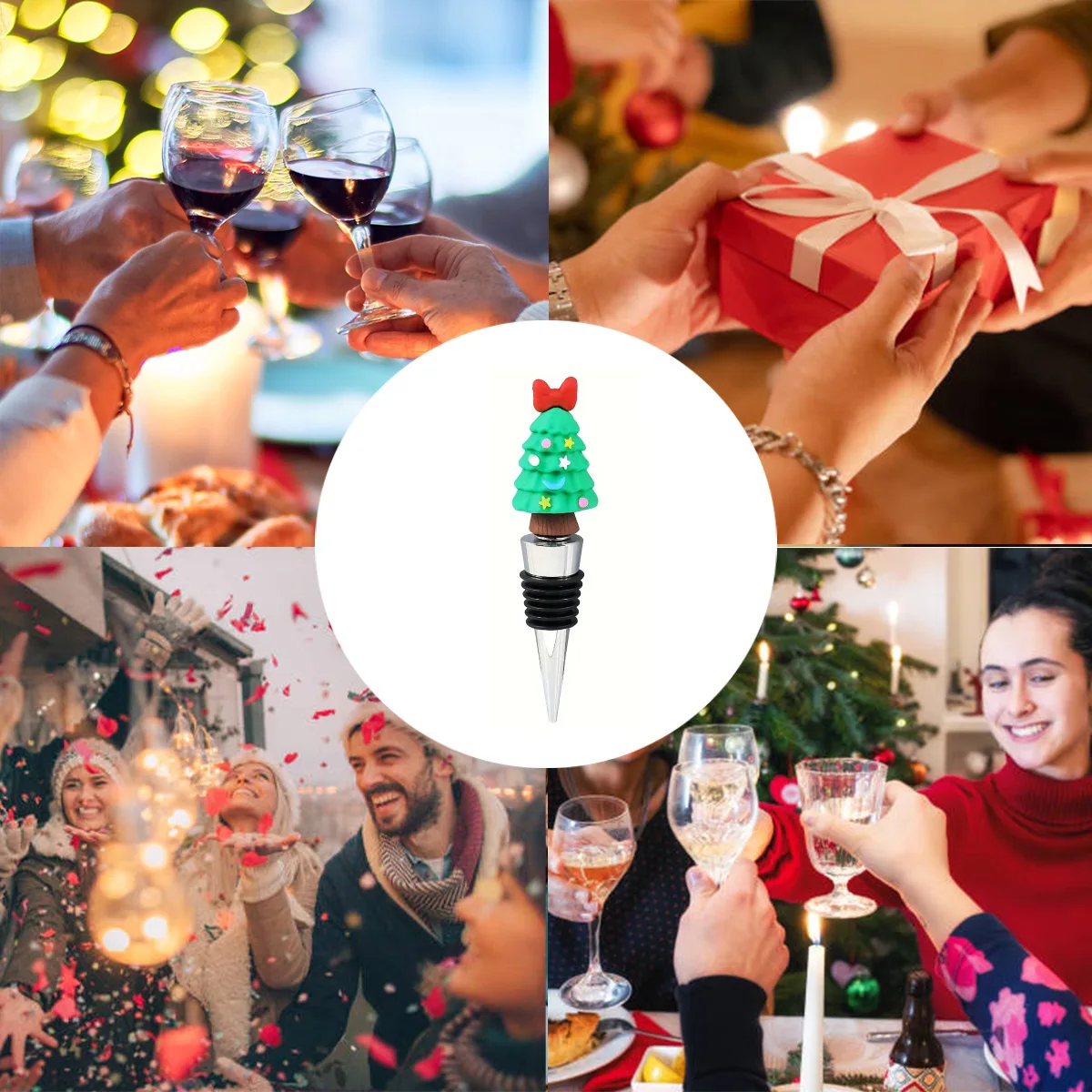 Reusable Screw Red Wine Stopper Champagne Stoppers creative 3D Christmas tree snowman reindeer shaped Santa Wine Bottle Stopper