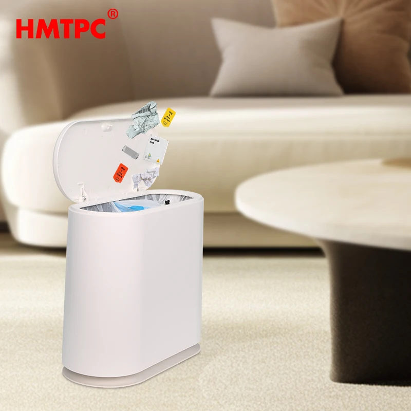 New 2024 Wholesale White 12L Small Plastic PP Push Button Home Waste Bins Garbage Container Rubbish Trash Can With High Quality